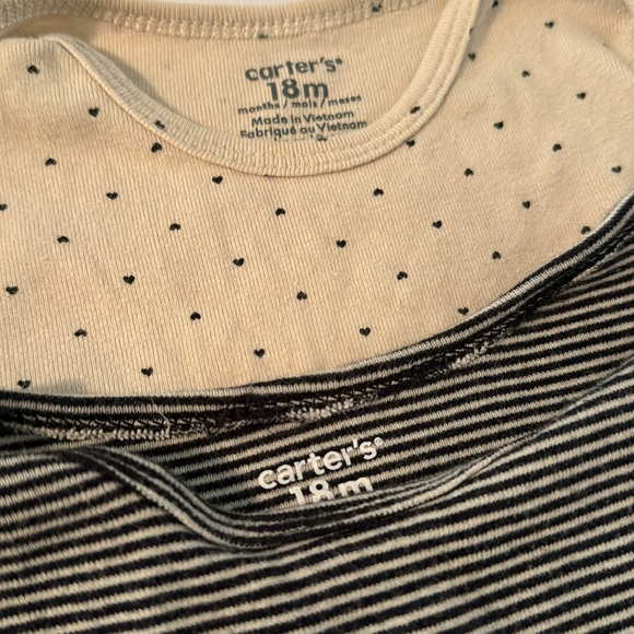 Carter’s Heart Patterned Cream and Black Kids One Piece set of 3 - Picture 2 of 6